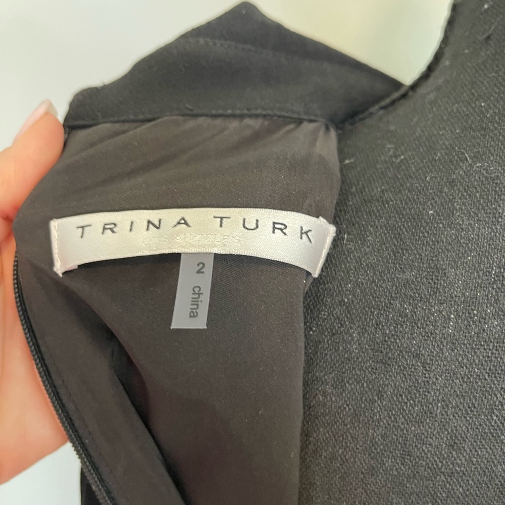 Trina Turk Festive Bow Tie Black Crepe Dress Sz 2 - Picture 5 of 6